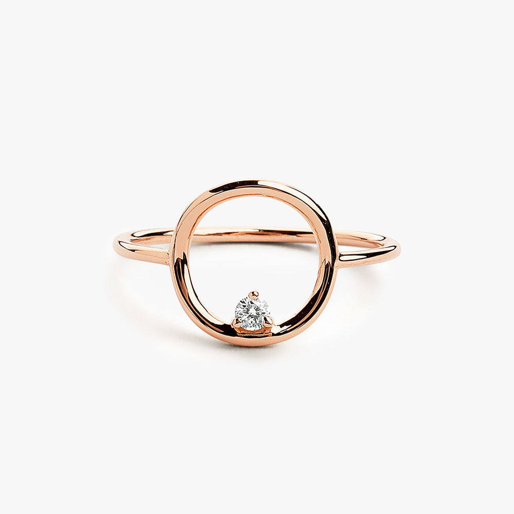 OBFJ1624 - 14K Gold Circle Diamond Ring 4