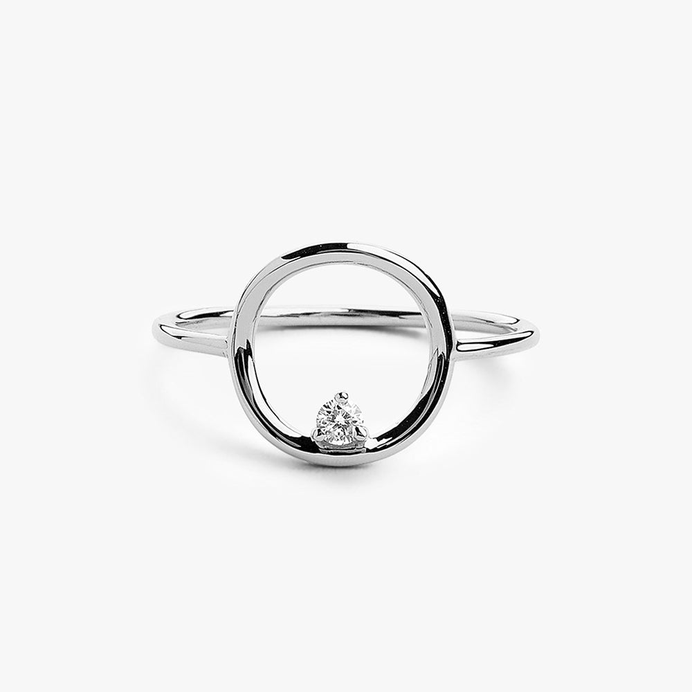 OBFJ1624 - 14K Gold Circle Diamond Ring 5