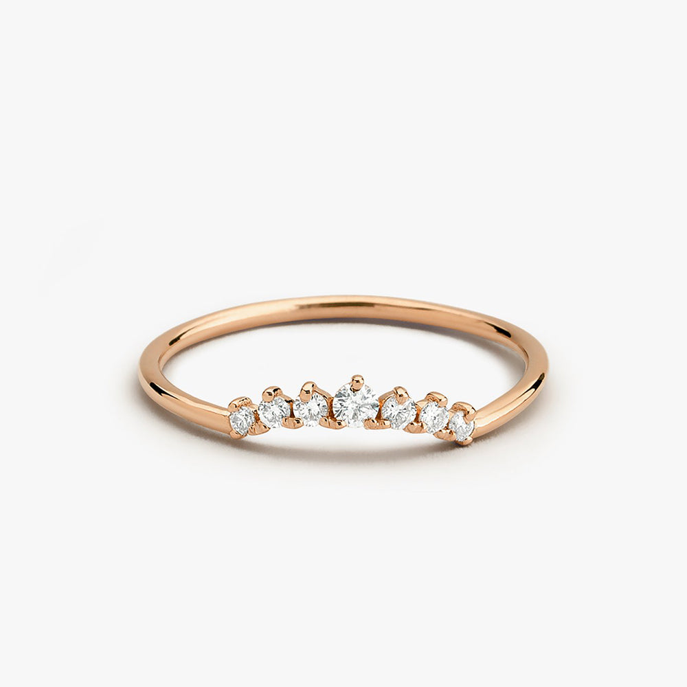 OBFJ1629 - 14K Gold Curved Diamond Ring 5
