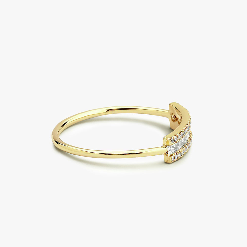 OBFJ1627 - 14K Gold Horizontal Baguette Diamond Ring 4