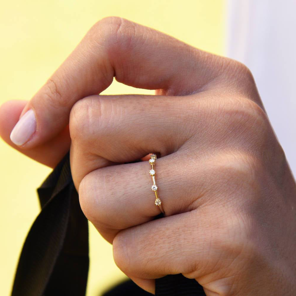 OBFJ1661 - 14k Gold Diamond Stacking Ring 3