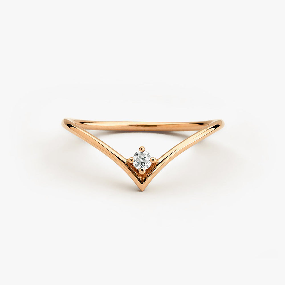 OBFJ1663 - 14K Gold Chevron Diamond Ring 4