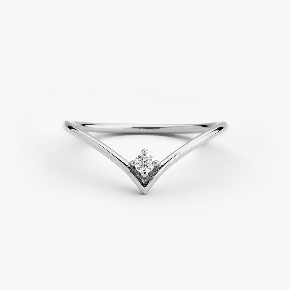 OBFJ1663 - 14K Gold Chevron Diamond Ring 5