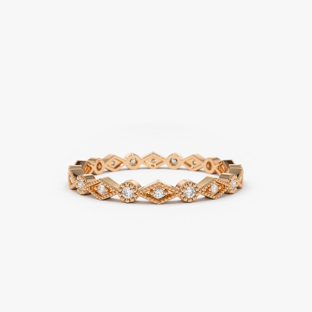 OBFJ1640 - 14K Gold Art Deco Diamond Eternity Band 6