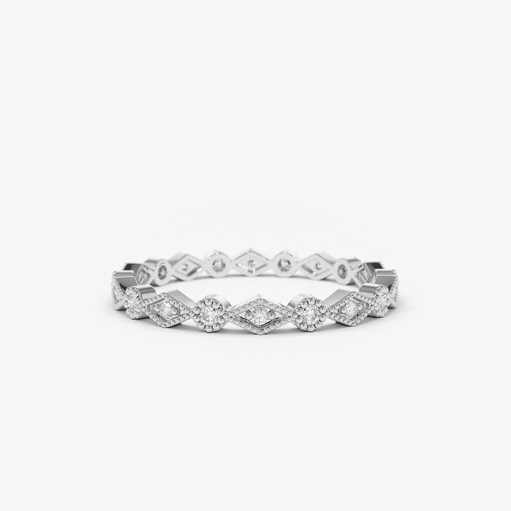 OBFJ1640 - 14K Gold Art Deco Diamond Eternity Band 7