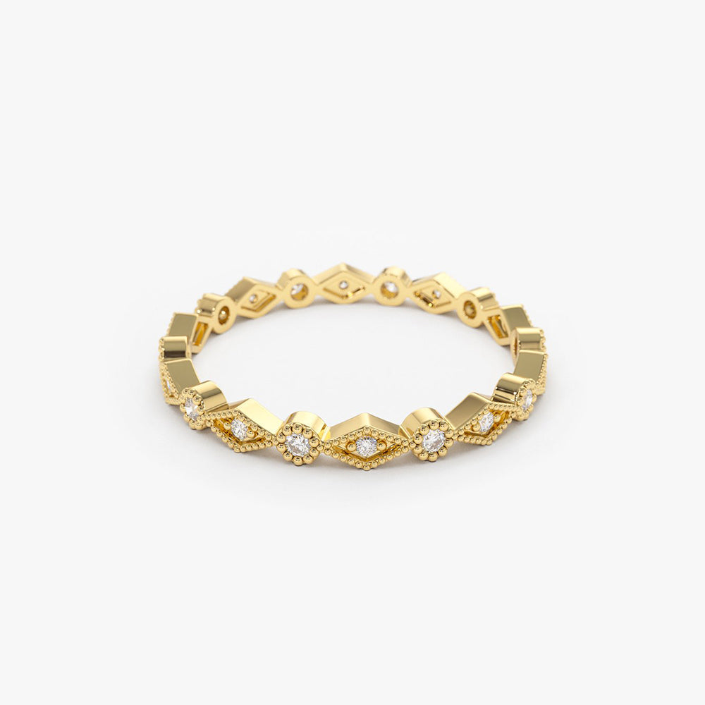 OBFJ1640 - 14K Gold Art Deco Diamond Eternity Band 9