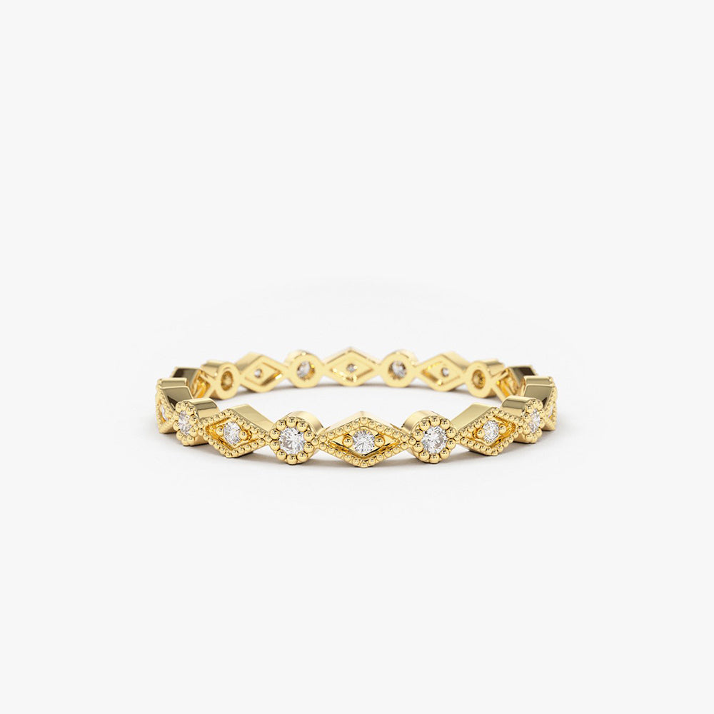OBFJ1640 - 14K Gold Art Deco Diamond Eternity Band 1