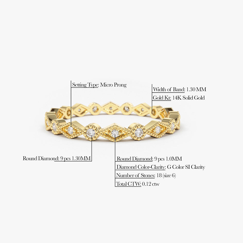 OBFJ1640 - 14K Gold Art Deco Diamond Eternity Band 8