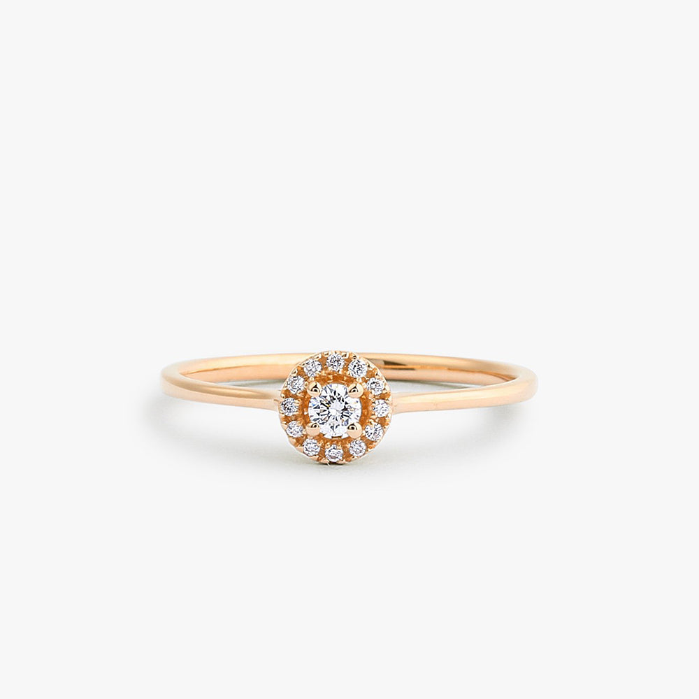 OBFJ1746 - 14K Gold Halo Diamond Ring 7