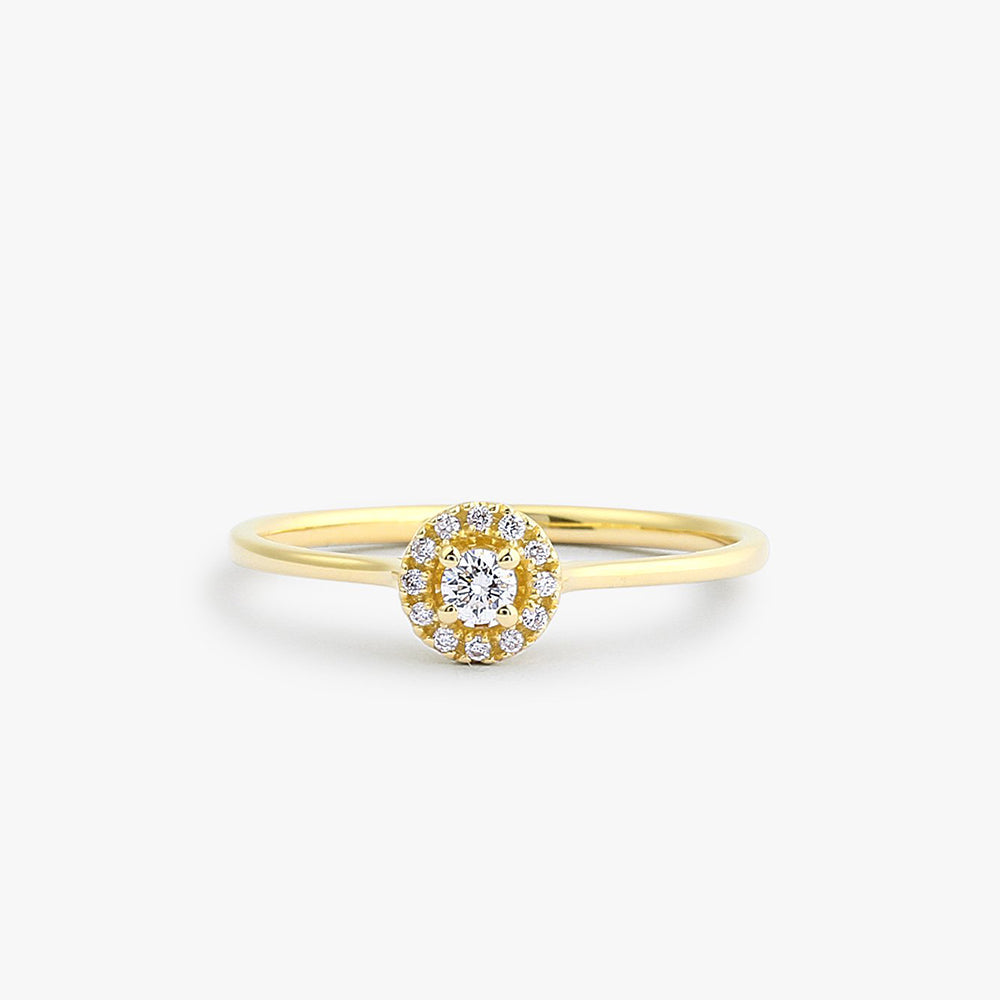 OBFJ1746 - 14K Gold Halo Diamond Ring 1