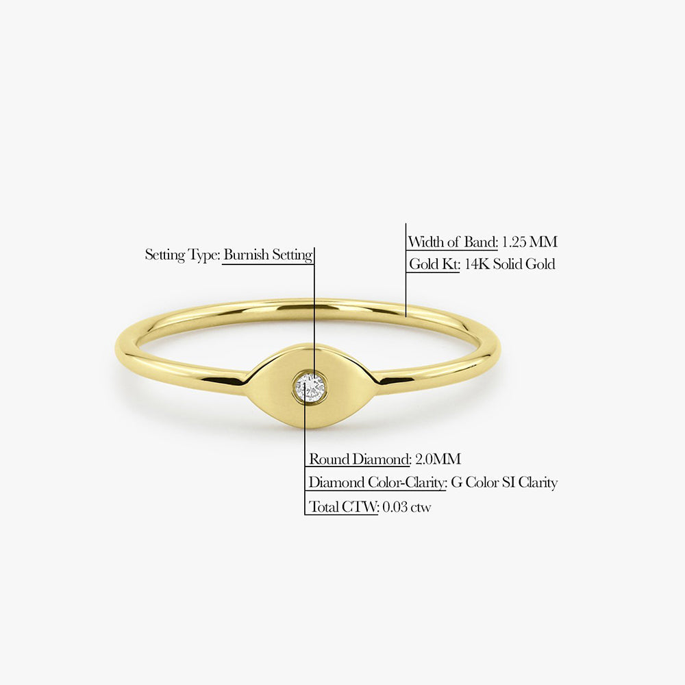 OBFJ1662 - 14K Gold Evil Eye Diamond Ring 3