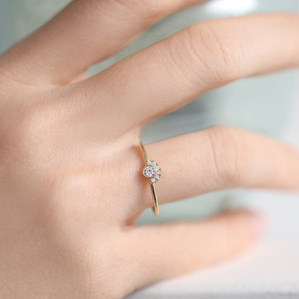 OBFJ1677 - 14K Gold Half Halo Diamond Ring 2