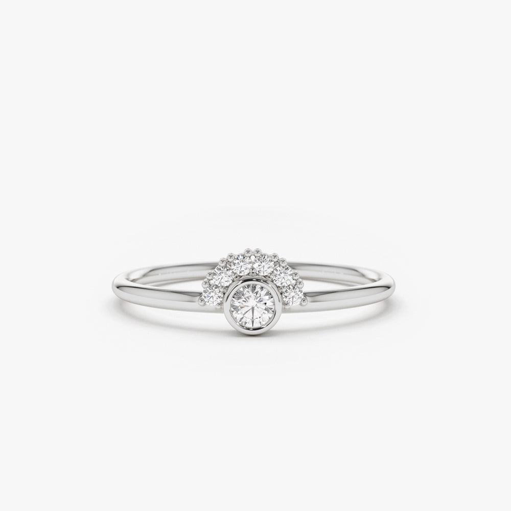 OBFJ1677 - 14K Gold Half Halo Diamond Ring 6