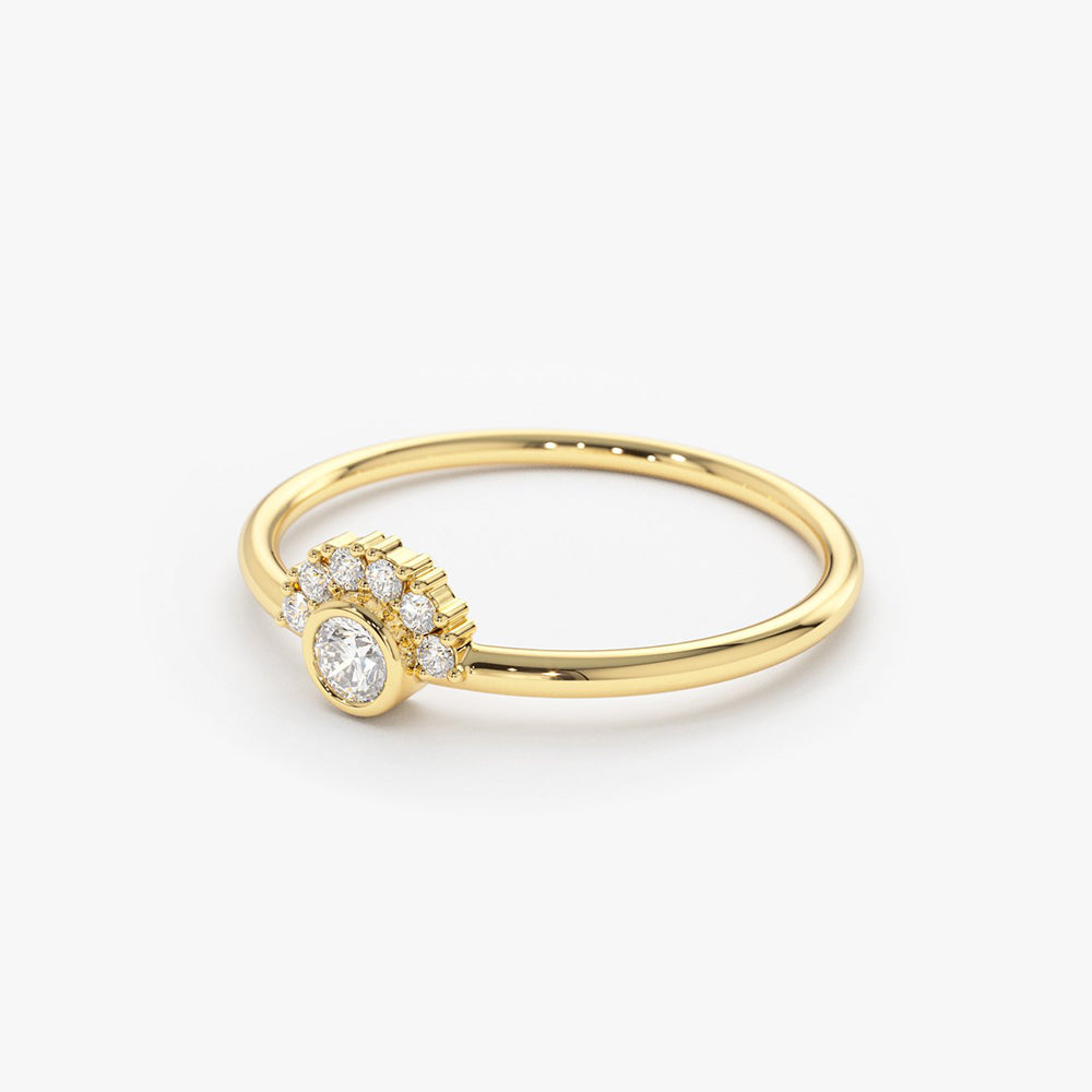 OBFJ1677 - 14K Gold Half Halo Diamond Ring 7