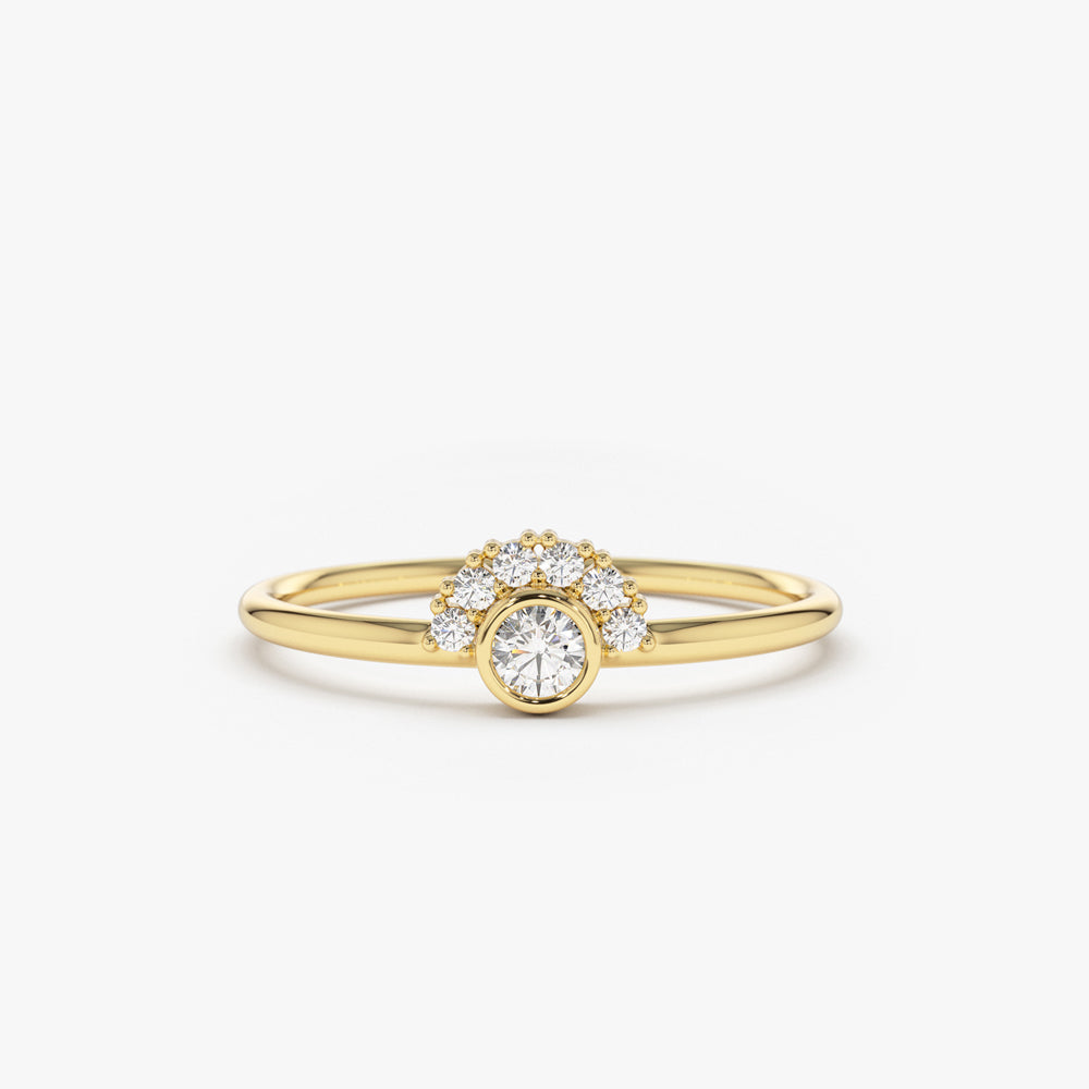 OBFJ1677 - 14K Gold Half Halo Diamond Ring 1
