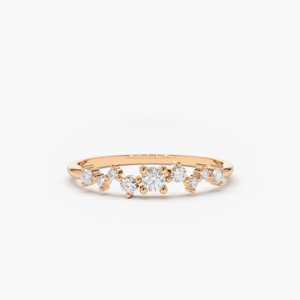 OBFJ1754 - 14k Multistone Diamond Cluster Ring 5