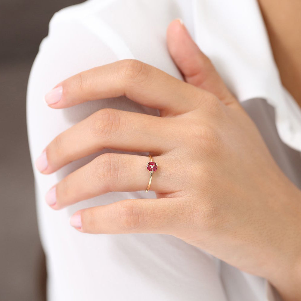 OBFJ1701 - 14k Ruby Cluster Diamond Ring 4