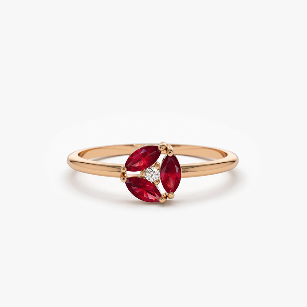 OBFJ1701 - 14k Ruby Cluster Diamond Ring 5