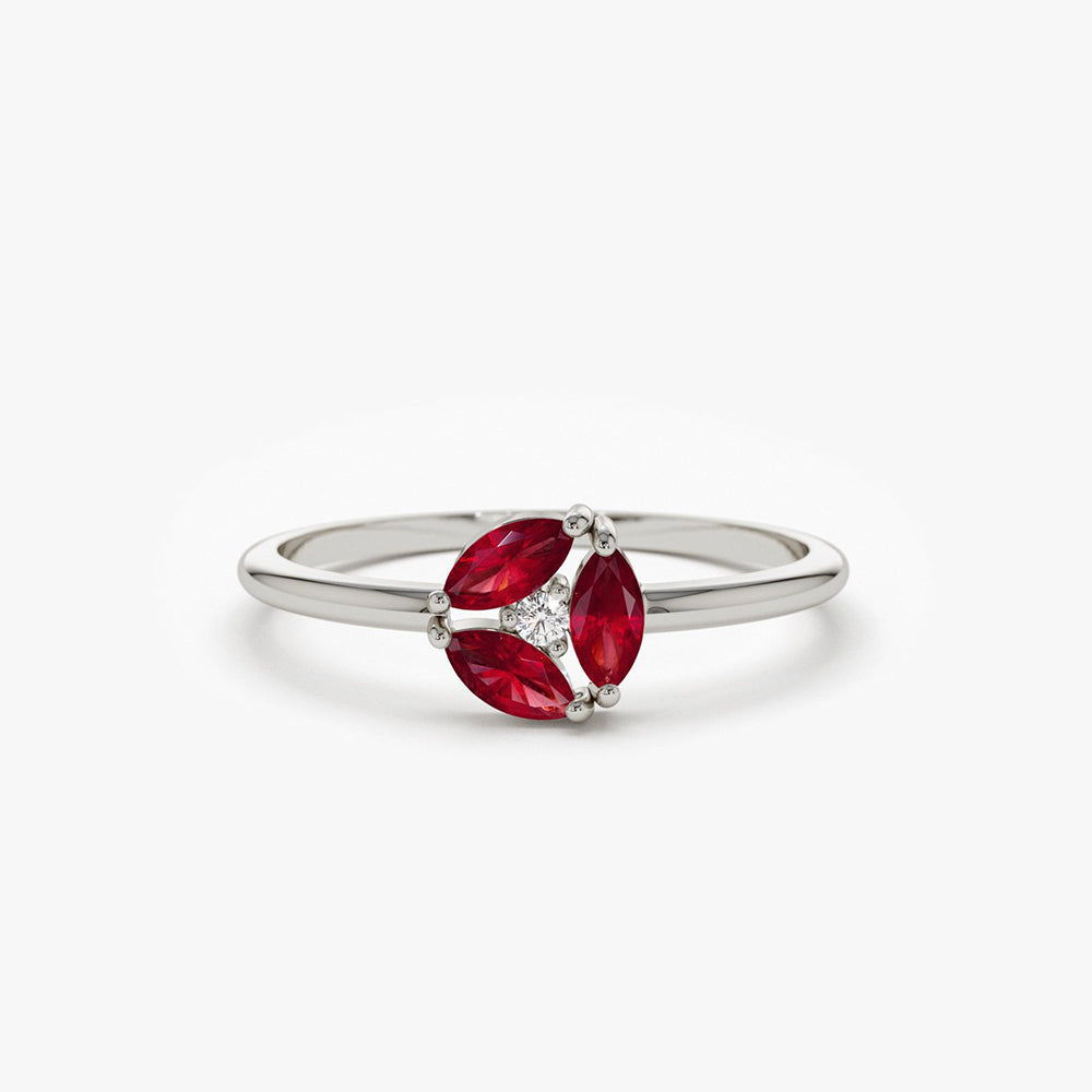 OBFJ1701 - 14k Ruby Cluster Diamond Ring 6