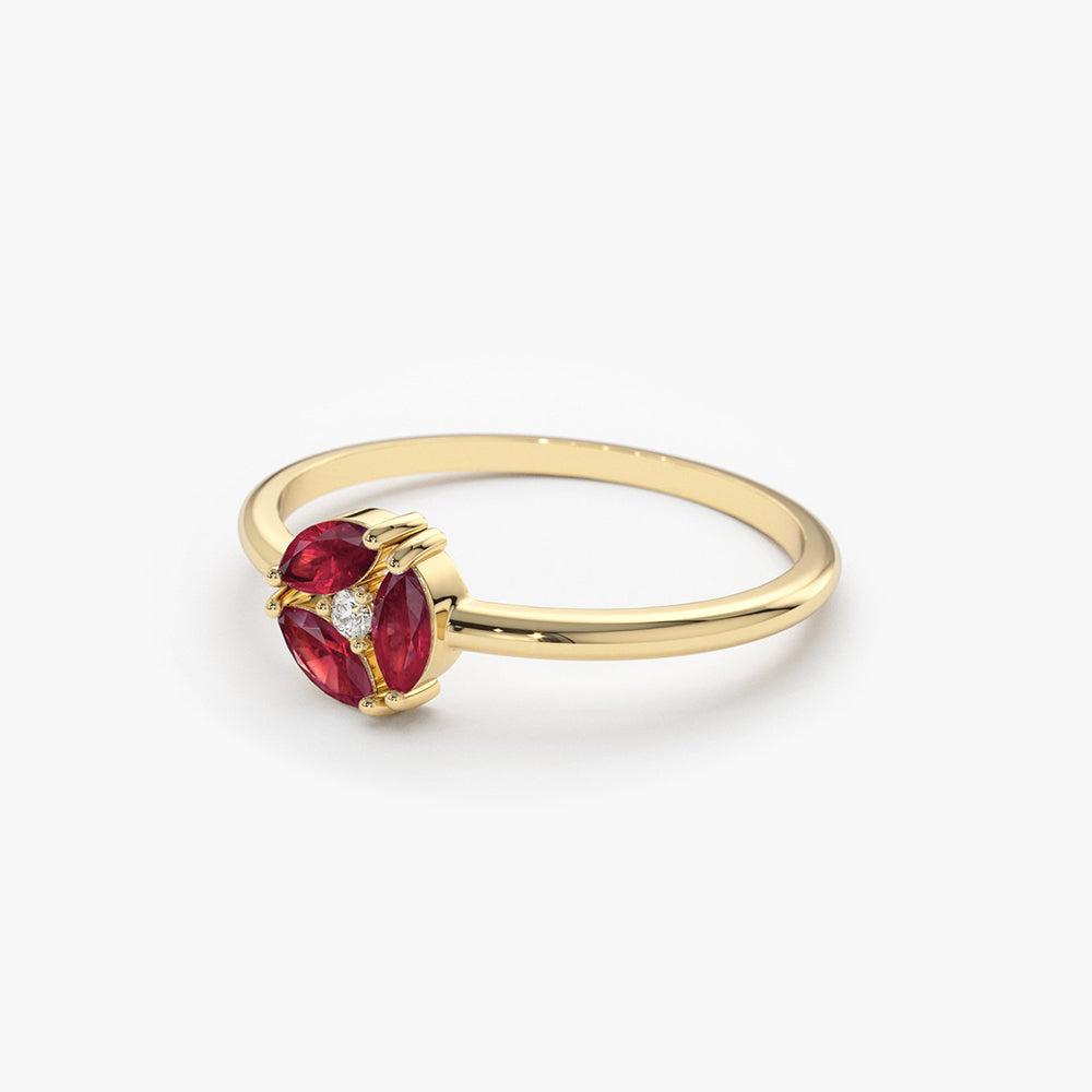 OBFJ1701 - 14k Ruby Cluster Diamond Ring 7