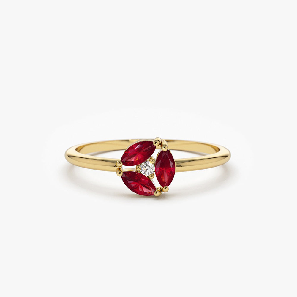 OBFJ1701 - 14k Ruby Cluster Diamond Ring 1