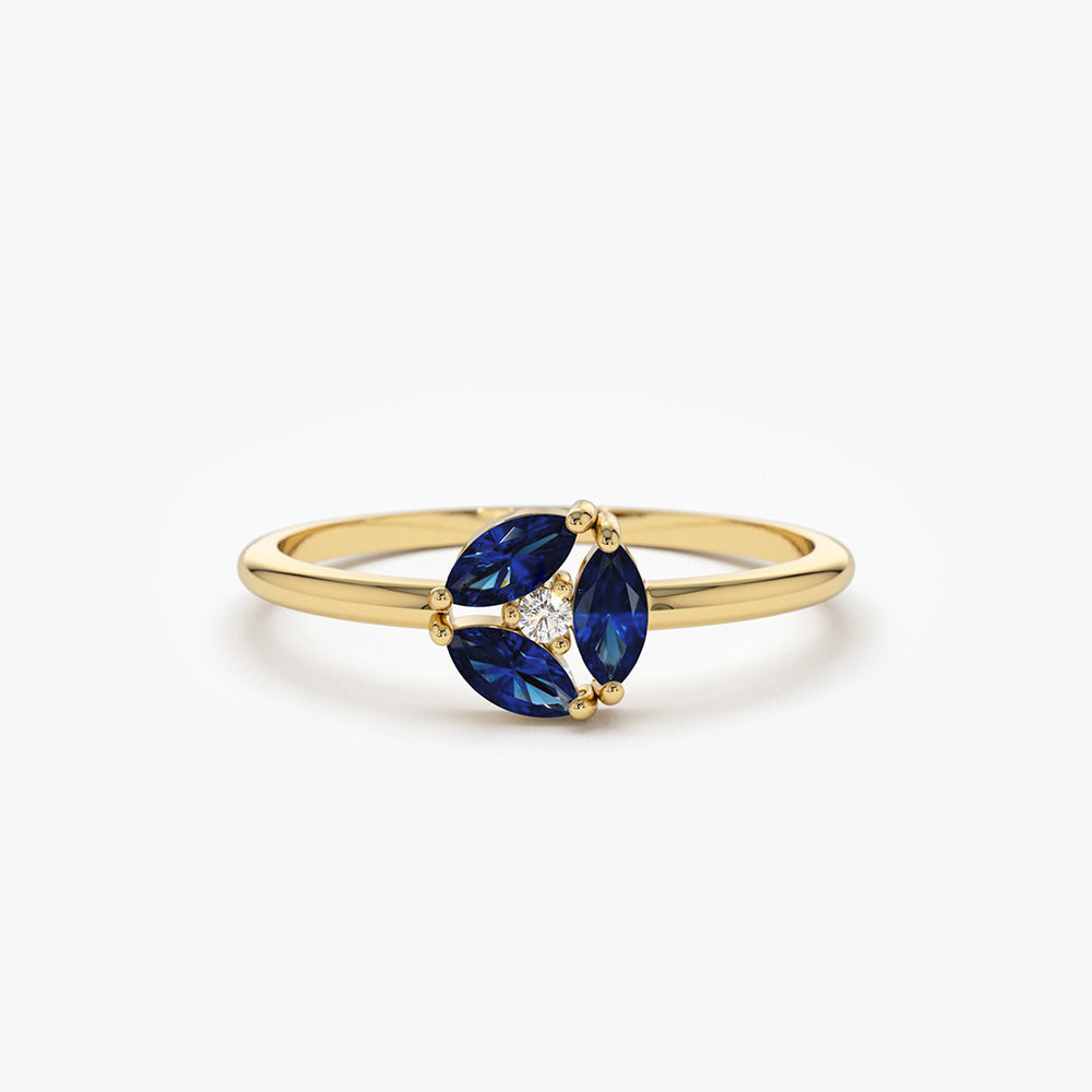 OBFJ1862 - 14k Marquise Sapphire Cluster Ring 1