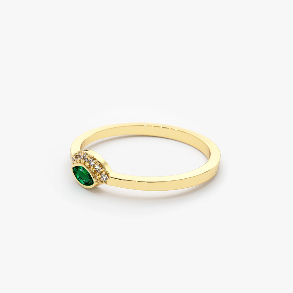 OBFJ1703 - 14k Marquise Emerald Eye Diamond Ring 6