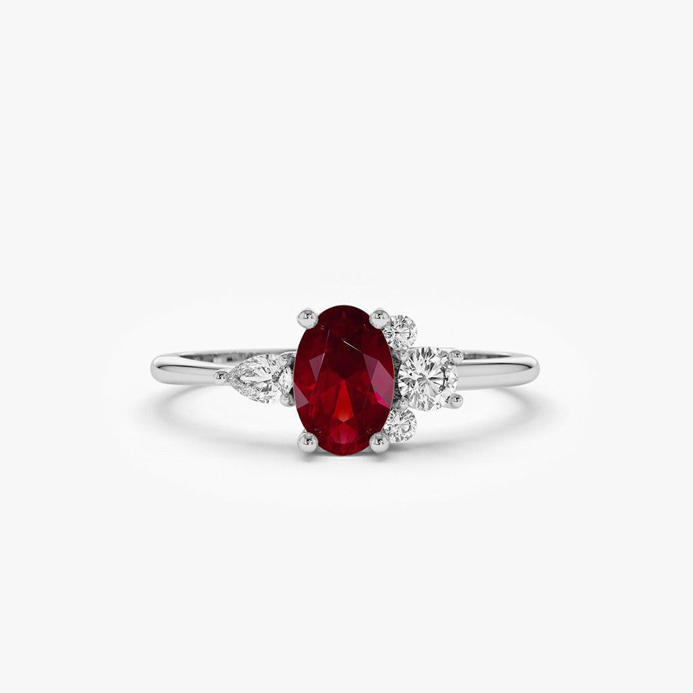 OBFJ1702 - 14k Diamond and Oval Ruby Ring 8
