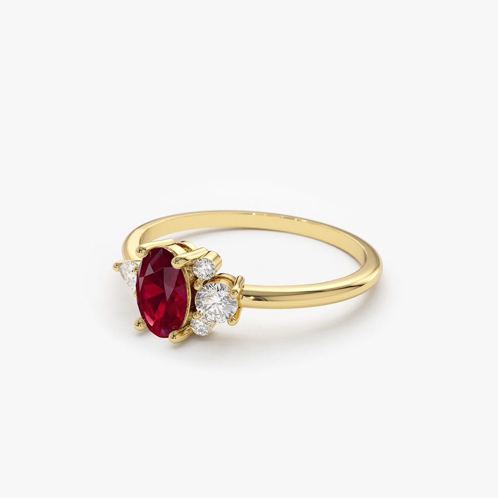 OBFJ1702 - 14k Diamond and Oval Ruby Ring 9