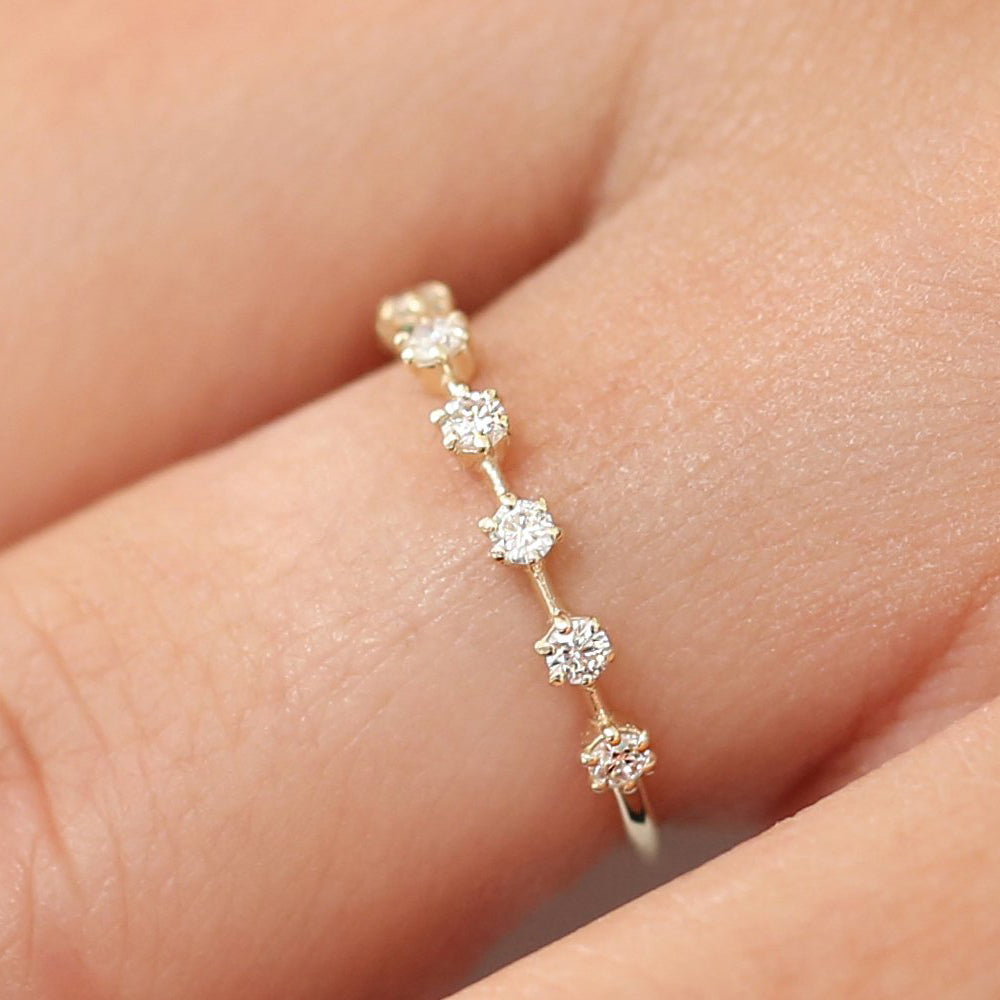 OBFJ0239 - 14K Rose Gold 7 Stone Round Diamond Wedding Ring 2