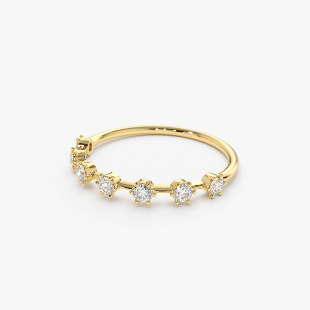 OBFJ1707 - 14K Gold 7 Stone Round Diamond Wedding Ring 9