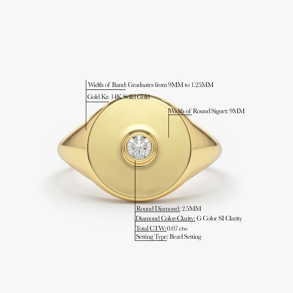 OBFJ1710 - 14K Gold Diamond Pinky Signet Ring 8
