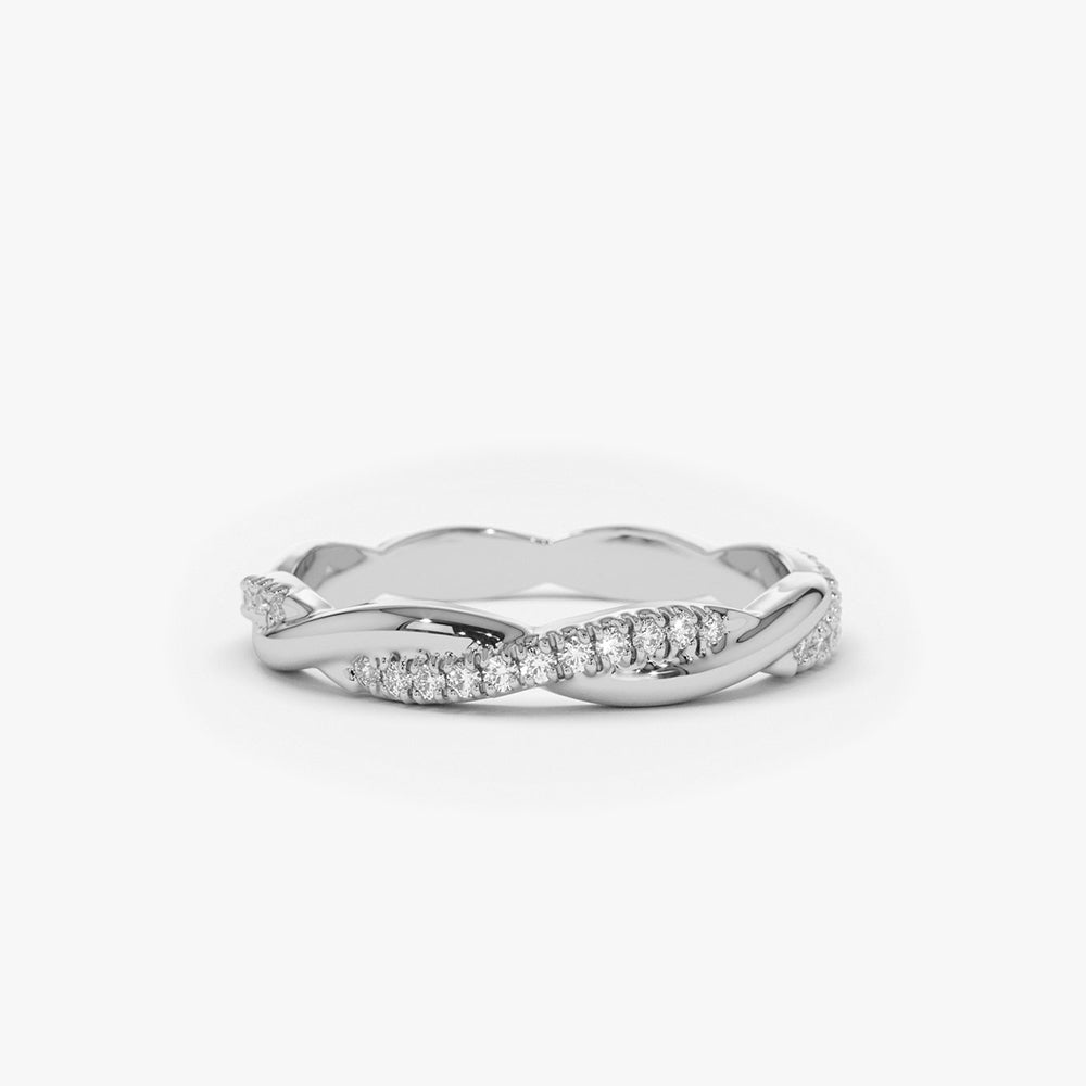 OBFJ1708 - 14K Gold Weaving Braid Eternity Diamond Ring 7
