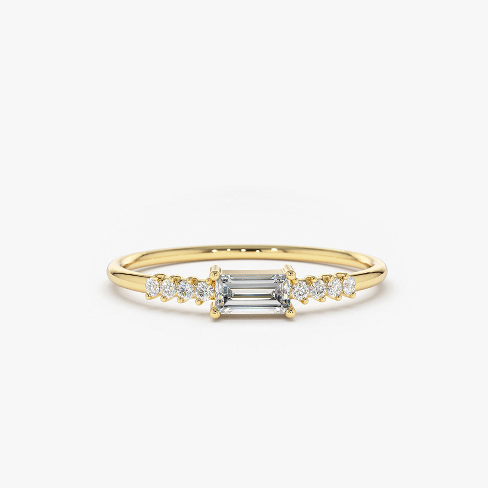 OBFJ1709 - 14K Gold Baguette & Round Diamond Engagement Ring 1