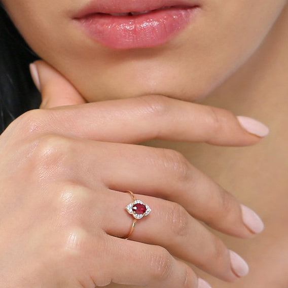 OBFJ1748 - 14k Victorian Genuine Ruby Ring 6