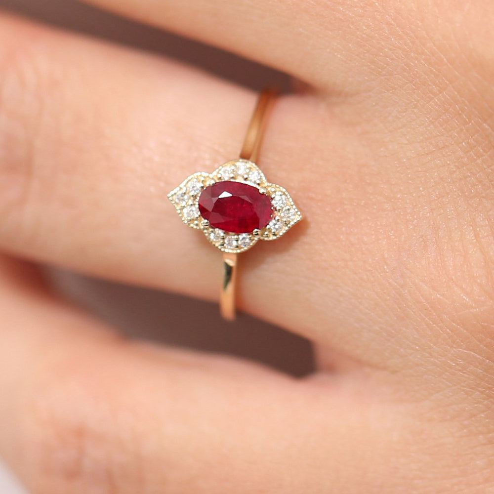 OBFJ1748 - 14k Victorian Genuine Ruby Ring 2