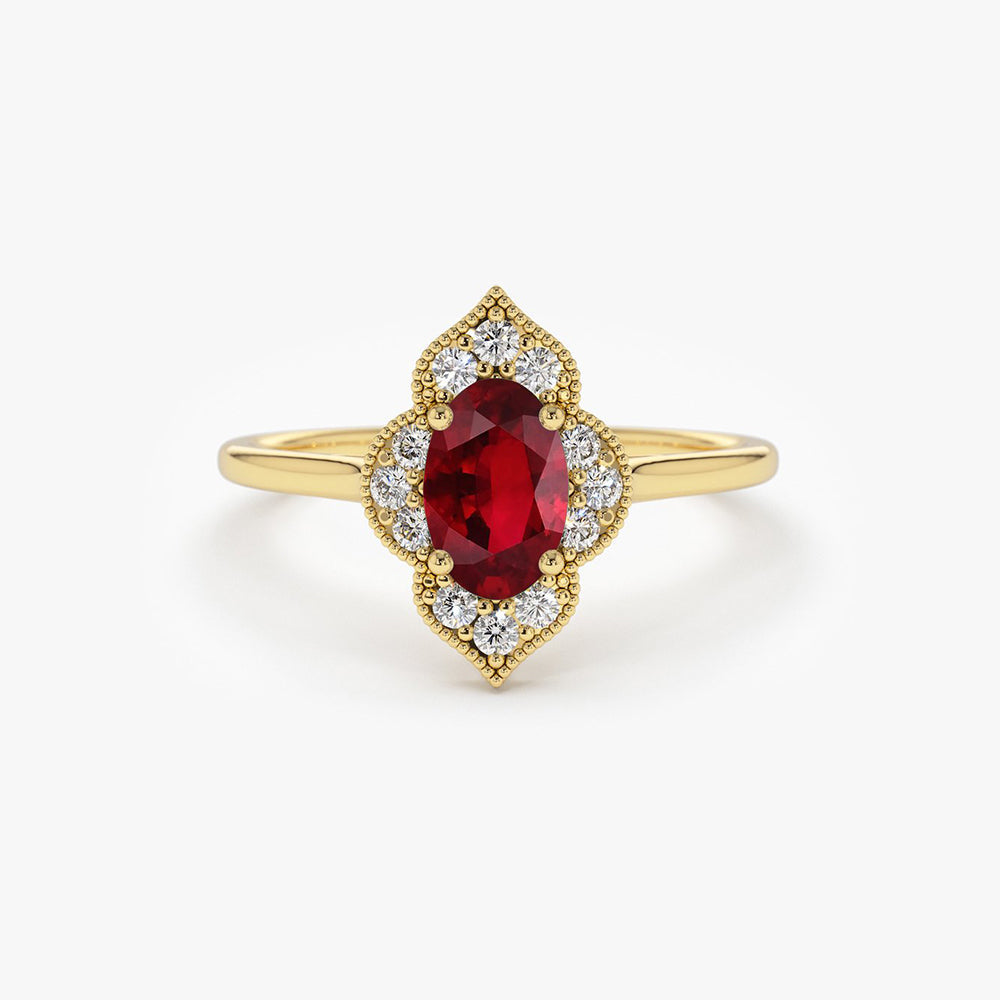 OBFJ1748 - 14k Victorian Genuine Ruby Ring 1