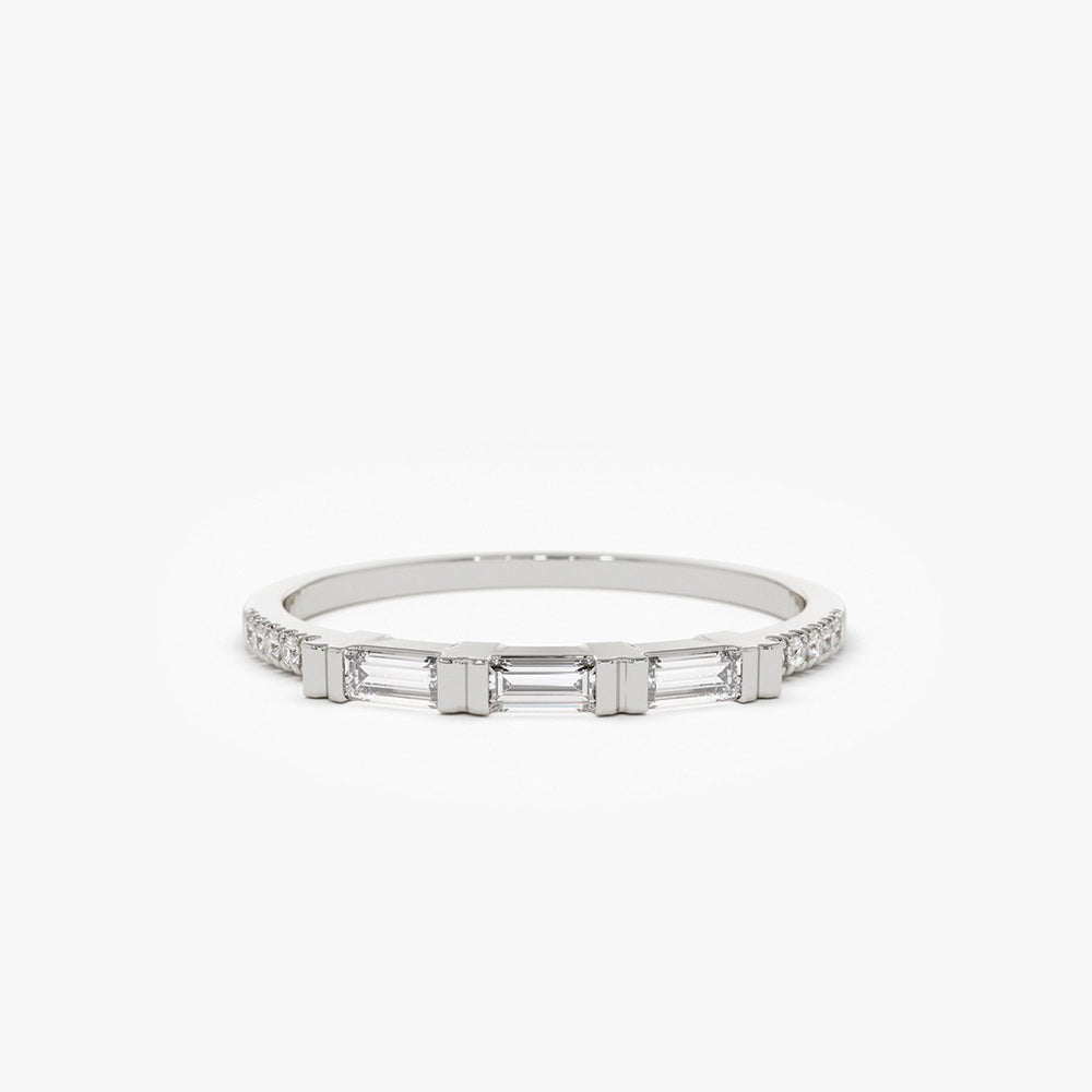 OBFJ1821 - 14K Gold 3 Baguette Matching Diamond Ring 5