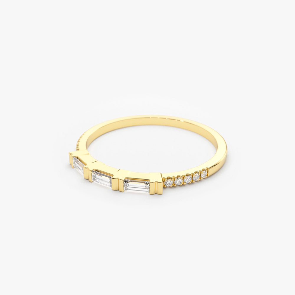 OBFJ1821 - 14K Gold 3 Baguette Matching Diamond Ring 6