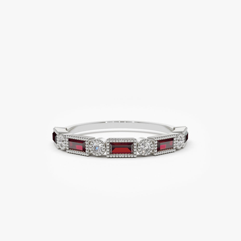 OBFJ1762 - 14k Baguette Ruby and Diamond Ring 8