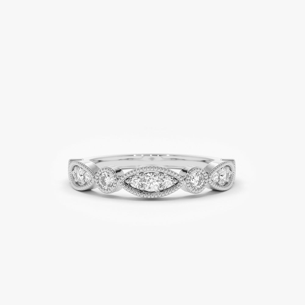 OBFJ1804 - 14K Gold Vintage Style Diamond Wedding Ring 5