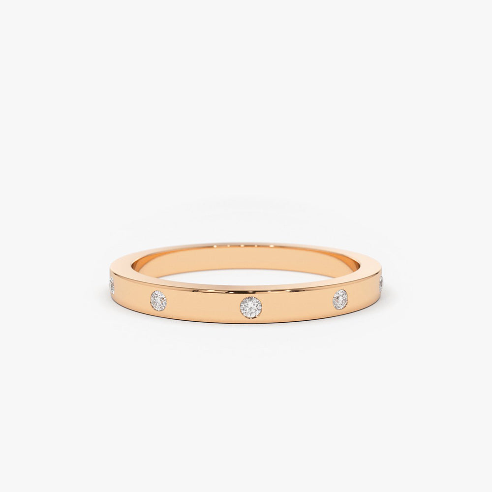 OBFJ1802 - 14K Burnish Set Diamond Wedding Ring 5