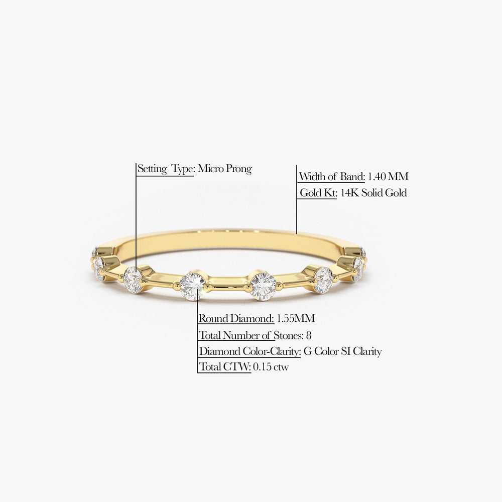 OBFJ1757 - 14K Gold Petite Diamond Wedding Ring 11