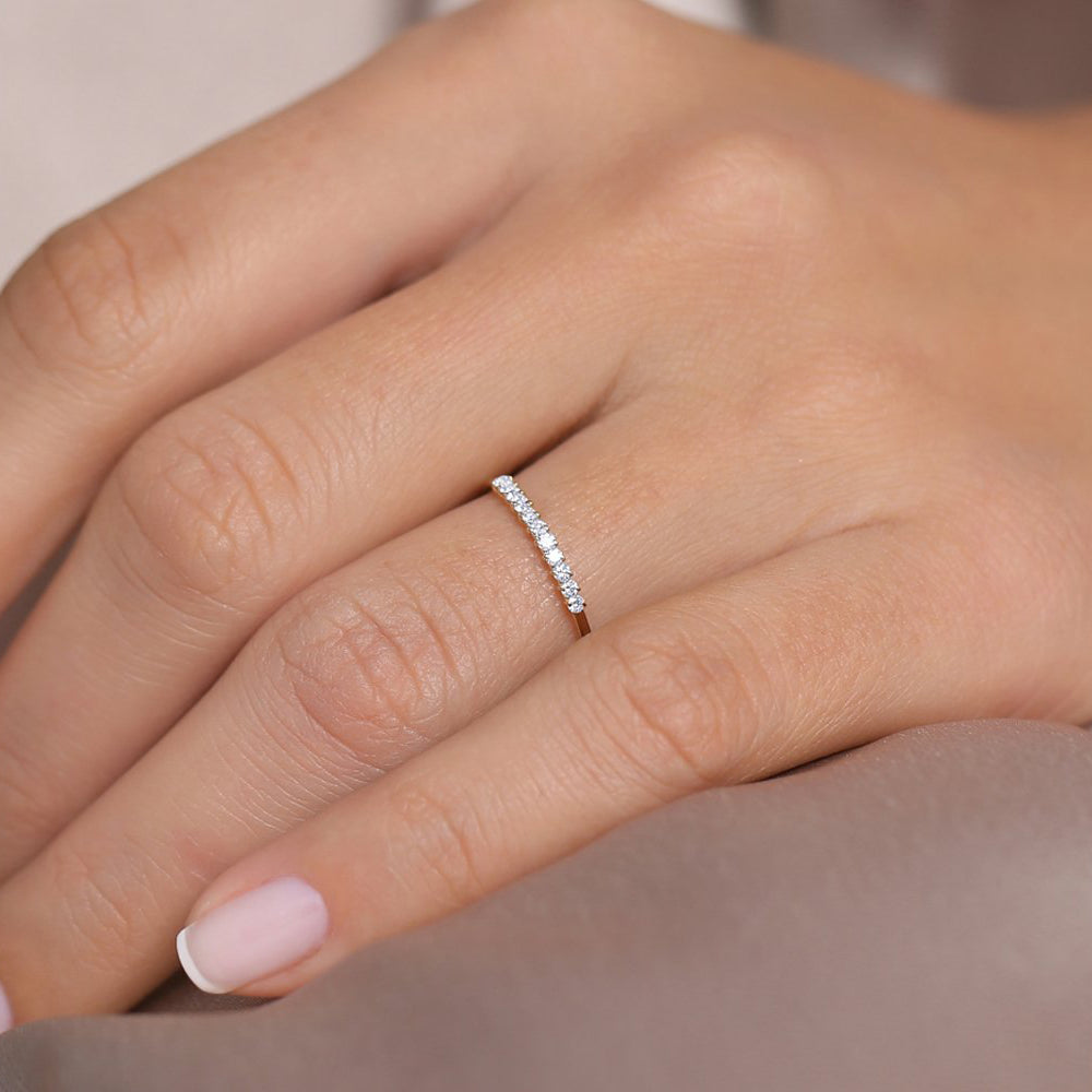 OBFJ0237 - 14K Rose Gold 11 Stone Petite Diamond Wedding Band 4