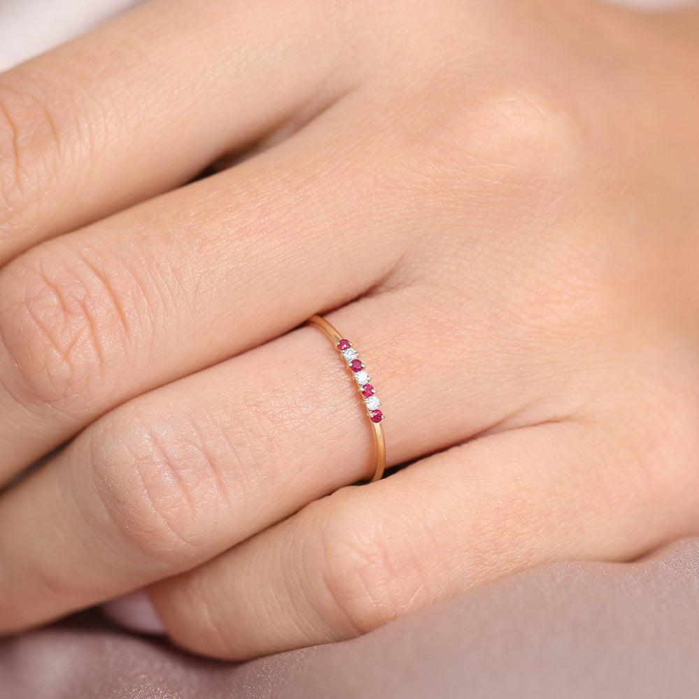 OBFJ1774 - 14k Petite Ruby and Diamond Ring 3