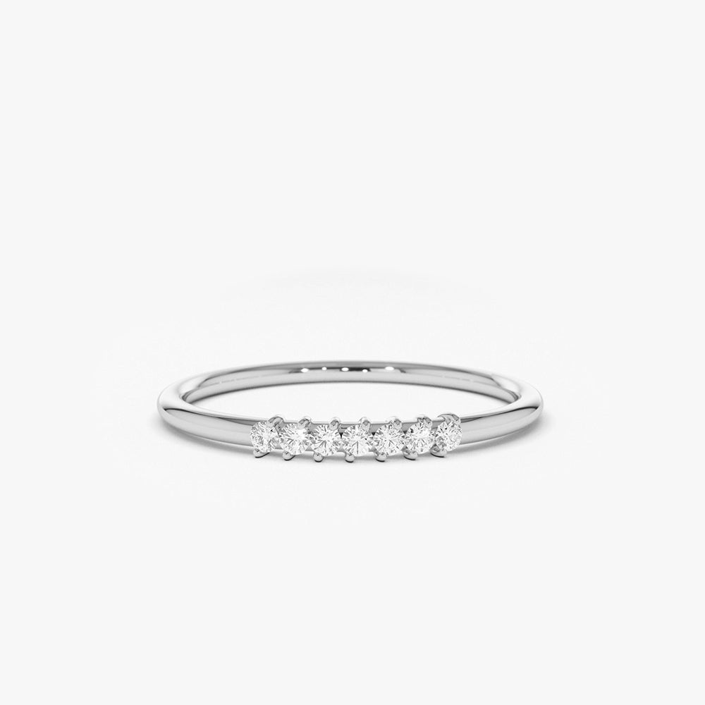 OBFJ1776 - 14k Gold 7 Stone Petite Diamond Wedding Band 6
