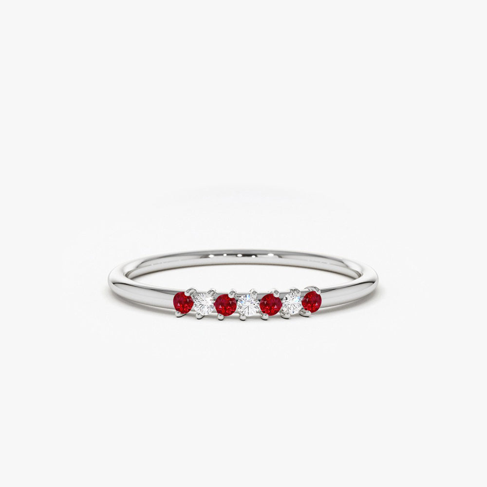 OBFJ1774 - 14k Petite Ruby and Diamond Ring 6