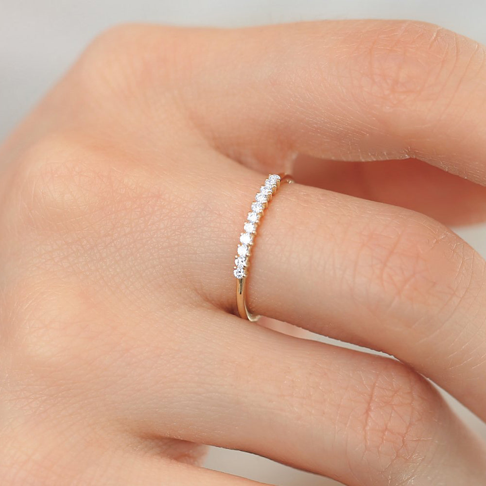 OBFJ0237 - 14K Rose Gold 11 Stone Petite Diamond Wedding Band 2