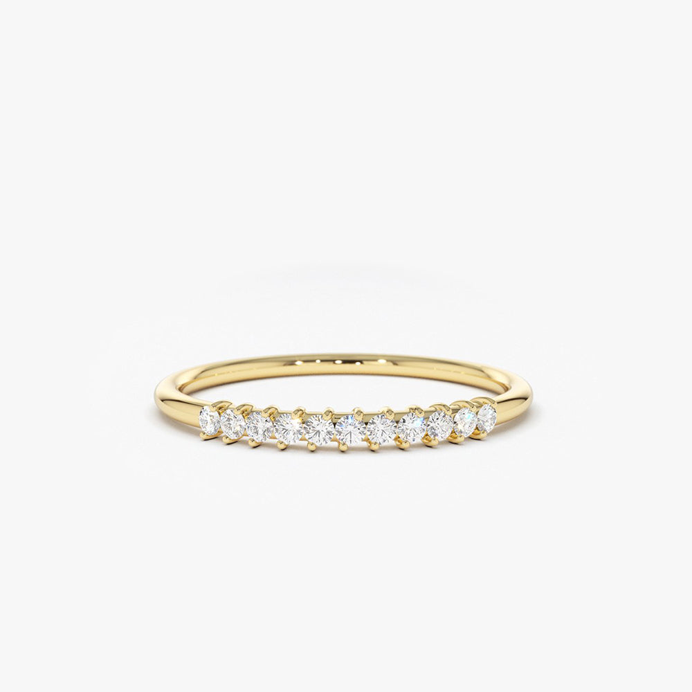 OBFJ1777 - 14K Gold 11 Stone Petite Diamond Wedding Band 1