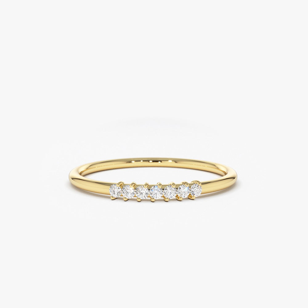 OBFJ1776 - 14k Gold 7 Stone Petite Diamond Wedding Band 1